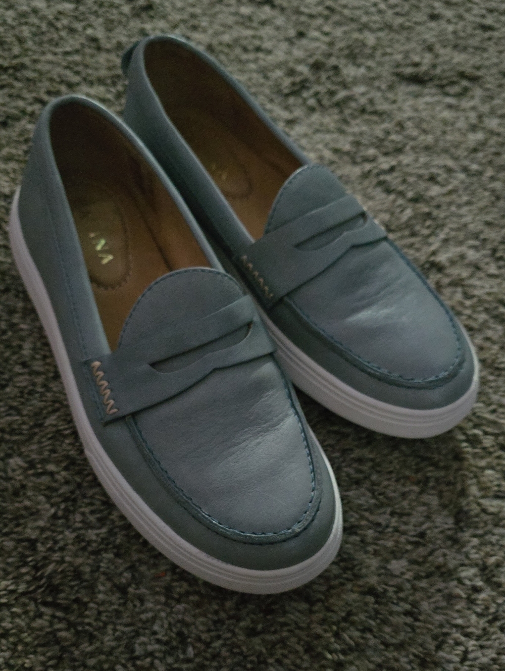 Portland Leather Patins Blue Slip-On Loafers with White Sole